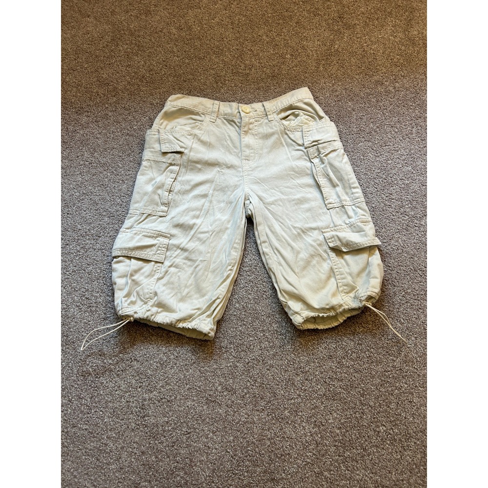 Aeropostale Cargo Bermuda Shorts Womens XS Beige Excellent Drawstring Utility